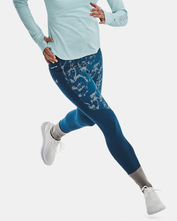 Women's UA OutRun The Cold Tights, Blue, pdpMainDesktop image number 0